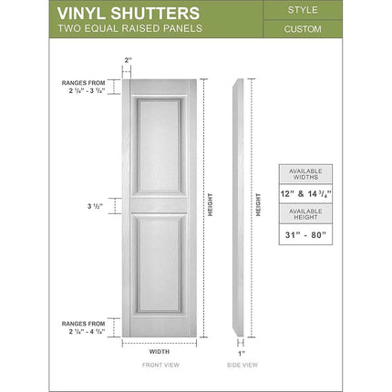 Mid-America 00021243018 Standard Size Williamsburg Double Panel Vinyl Shutters, w/Installation Shutter-Lok's & Matching Screws (Per Pair), 018, 12"W x 43"H, Tuxedo Grey