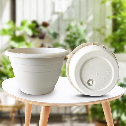 RooTrimmer Lot de 5 pots de fleurs, diamètre extérieur 25,4 cm, diamètre intérieur 21,6 cm, avec trou de drainage, pots de jardin durables parfaits pour la plantation et la décoration de plantes d'intérieur et d'extérieur, blancs