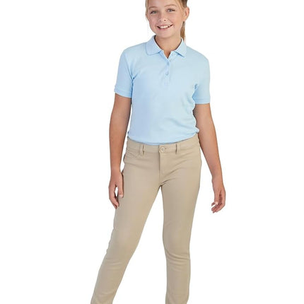 French Toast Girls' Stretch Skinny 5 Pocket Knit Pant, Khaki, 12 Plus