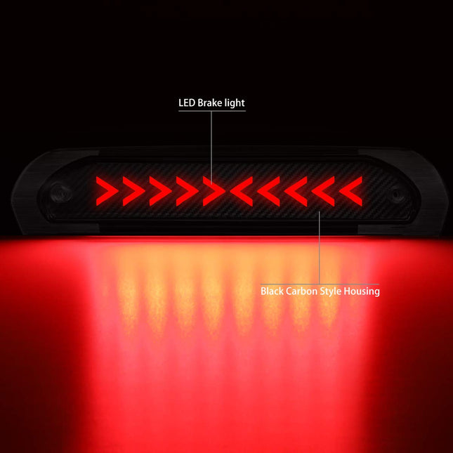 DNA MOTORING 3BL-DRM02-3D-T3-LED-BK Black Housing Striped Line 3D LED Third Tail Brake Light [Compatible with 02-08 Dodge Ram 1500 / 03-09 Ram 2500 3500]