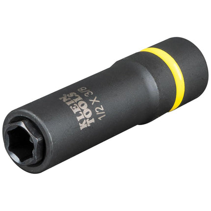 Klein Tools 66061 2-in-1 Deep Impact Socket, 6-Point 1/2-Inch and 3/8-Inch Hex Socket, use with Impact Wrenches BAT20-CW, BAT20-CW