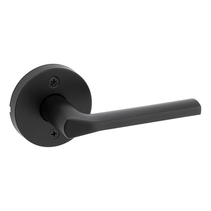 Kwikset Lisbon Dummy Door Handle, Round Single Sided Lever for Closets, French Double Doors, and Pantry, Matte Black Non-Turning Reversible Interior Push/Pull Lever, with Microban Protection