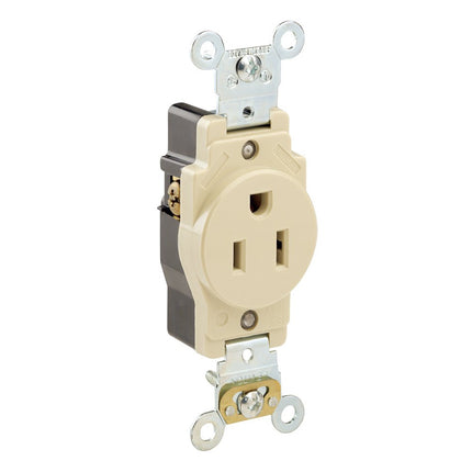 Leviton Single Receptacle, 15 Amp, 125 Volt, Indus