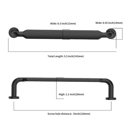Asidrama 10 Pack 5 Inch(128mm) Matte Black Kitchen Cabinet Handles, Cabinet Pulls Kitchen Cabinet Hardware for Cupboard Drawer Pulls