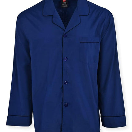 Hanes Men's Woven Plain-Weave Pajama Set Navy Heather