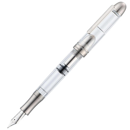 Asvine P36 Titanium Fountain Pen Piston Filling, Bock Extra Fine Nib Clear Transparent Acrylic Smooth Writing Signature Pen Case Gift Set, Torpedo shape