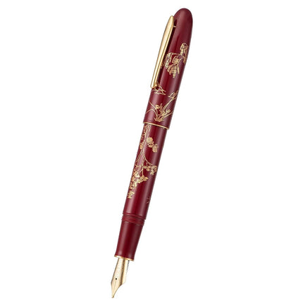 Hongdian N23 Red Rabbit Fountain Pen, Iridium Extra Fine Nib Gold Trim, New Year Lucky Rabbit Carving Design, Smooth Writing Pen with Converter and Metal Pen Box Set