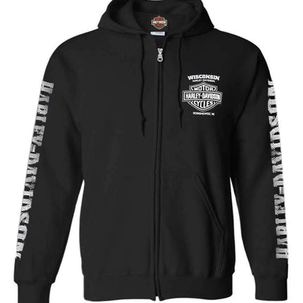 Sudadera con capucha y cremallera completa Lightning Crest para hombre de Harley-Davidson, color negro