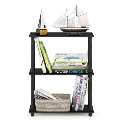 Furinno TURN-N-TUBE Storage Shelves, 3-Tier Book Shelf, Corner Shelf, Toolless Open Shelves, for Organization and Storage, Living Room, Garage, Home Office, Americano