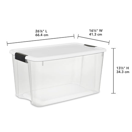 Sterilite 4-Pack Ultra Latching Box, Large Storage Bins w/Lids, Clear Plastic, 70 Quart