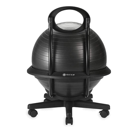 Silla Gaiam Ultimate Balance Ball - Silla ergonómica de primera calidad con pelota de yoga y estabilidad para hacer ejercicio en el hogar y en la oficina con base reforzada, bomba de aire, guía de ejercicios, negro