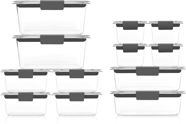 Contenedores de almacenamiento de alimentos Rubbermaid Brilliance sin BPA, herméticos, juego de 24 piezas, fáciles de preparar, para almuerzo y sobras