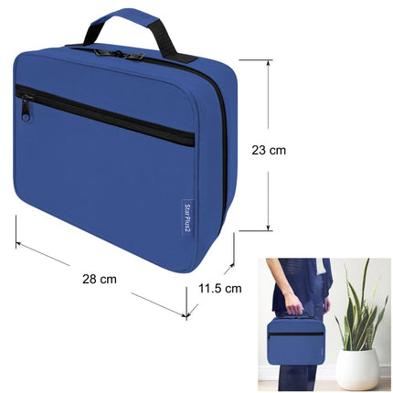 StarPlus2 Large Padded Pill Bottle Organiser, Medicine Bag, Case, Carrier for Medications, Vitamins, and Medical Supplies - Travel Medicine Organiser and Home Storage Med Bag - Blue (Without Lock)