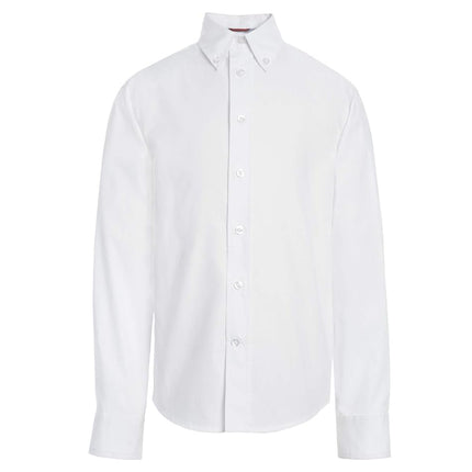 Tommy Hilfiger Boys Oxford Long Sleeve Dress Shirt, Collared Button-Down with Chest Pocket, Regular Fit, White, 16