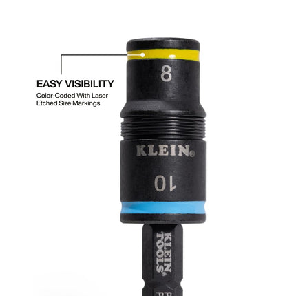 Klein Tools 32931M 2-in-1 Impact Socket Features Flip Socket, 2 Metric Hex Sizes, 8mm and 10mm, Impact Rated