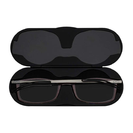 ThinOptics Reading Glasses + Milano Aluminum, Magnetic Case | Frontpage Brooklyn Collection, Clear Frame 1.50 Strength Readers