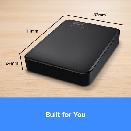 WD 5TB Elements portable external hard drive, USB 3.0 interface, portable external storage, Plug-and-Play, SuperSpeed USB 3.2 Gen 1, Formatted for PC and Mac, Black