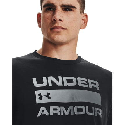 Under Armour Team Issue Wordmark SS Men's T Shirt, T Shirt for Men with Graphic Design, Loose-Fit Sport and Fitness Clothing, Black/Rhino Grey (001), L