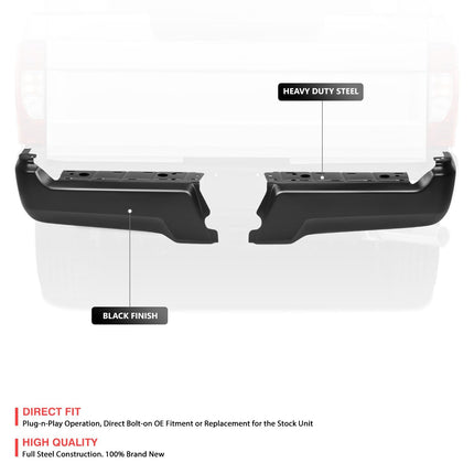 DNA MOTORING Pair of Rear Bumper Ends Compatible with Ford F250 / F350 / F450 SD 2017-2022, without Park Distance Sensors, HC3Z*17906*GPTM, Black, BUMP-R-F25017-C-01-BK