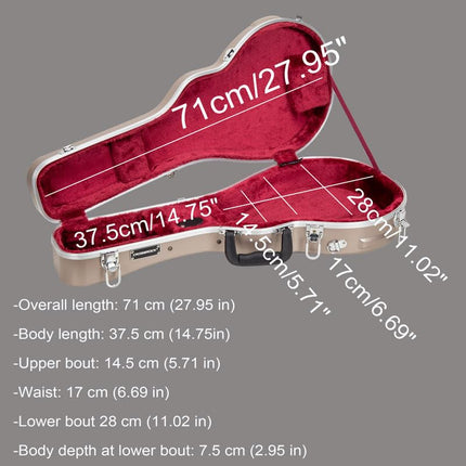 Crossrock F-Style Mandolin Case | ABS Molded Hardshell with Security Lock, Metal Feet, and Detachable Straps-Champagne (CRA862MFCH)