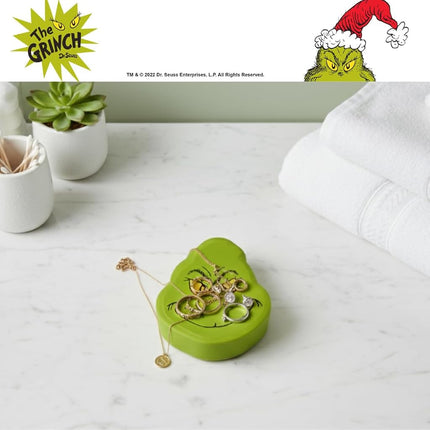 Dr. Seuss El Grinch Plato de jabón de resina para vacaciones de Navidad - Soporte para jabón/joyas, (producto con licencia oficial) por Franco Collectibles