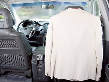 MAXSA 20022 Cintre de voiture Car Butler, parfait pour les costumes, vestes, pardessus, chemises, sacs à main et accessoires, design en bois massif et métal de qualité supérieure, organisateur de siège durable et élégant, marron