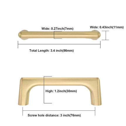 Asidrama 10 Pack 3 Inch(76mm) Brushed Gold Cabinet Pulls Cabinet Handles Cupboard Handles Kitchen Cabinet Hardware for Cupboard Drawer Pulls