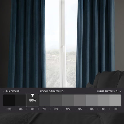 HPD Half Price Drapes Heritage Plush Velvet Curtains 120 Inch Long Room Darkening Curtains for Bedroom Living Room W50 x L20 Inch (1 Panel), Avalon Blue
