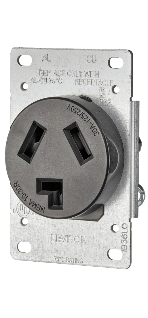 Leviton 5207-S10 30 Amp, 125/250 Volt, NEMA 10-30R