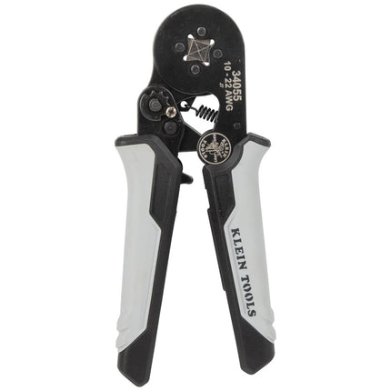 Klein Tools 34055 Ferrule Crimping Tool, Square Crimper Pliers for 10 to 22 AWG Wire Terminals, Built-in Adjustable Ratchet, for Electrical Work