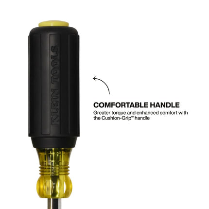 Klein Tools 65412MAGM Metric Magnetic Color-Coded Nut Driver, Hollow-Shaft, Heavy-Duty 12 mm Hex, Pass-Through Design, 6-Point Socket, and Cushion-Grip Handle