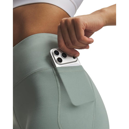 Under Armour Womens Movement Middy Shorts, (348) Silica Green / / Metallic Silver, S