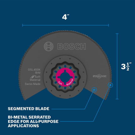 Bosch OSL400K Hoja segmentada de cuchillo dentado bimetálico para multiherramienta oscilante Starlock, 4"