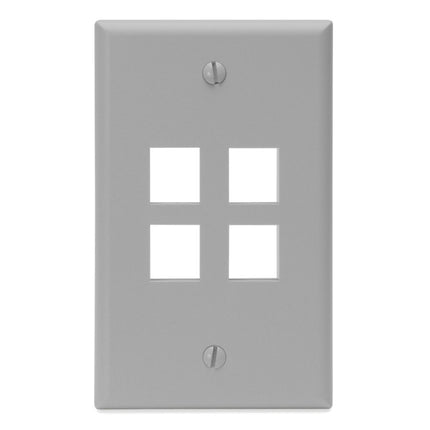 Leviton QuickPort Wallplate, Single Gang, 4-Port, 