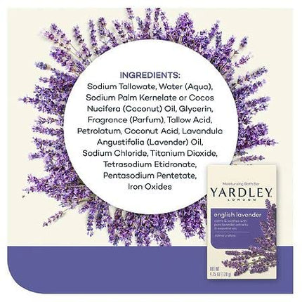 Jabón en barra Yardley London English Lavender con aceites esenciales, barra de 4.25 oz (paquete de 10)