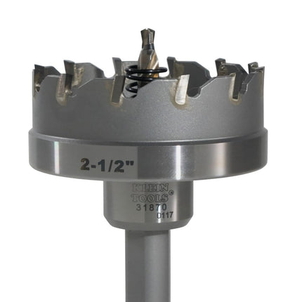 Klein Tools 31870 Heavy Duty Hole Cutter, 2-1/2-Inch Carbide Hole Cutter Cuts Stainless Steel, Mild Steel, Iron, and Copper