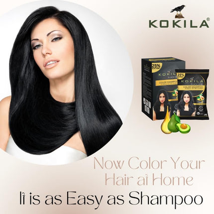 Kokila Unisex Hair Color Shampoo Enriched With Almond Oil in Just 5 Minute, Long-Lasting Instant Hair Color Black Pack of 15 (18ML Each)