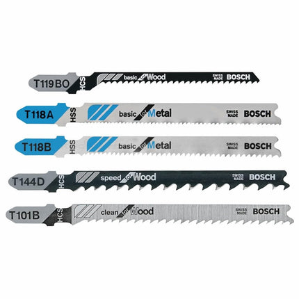 Bosch T500 5-Piece T-Shank Jig Saw Blade Set for W