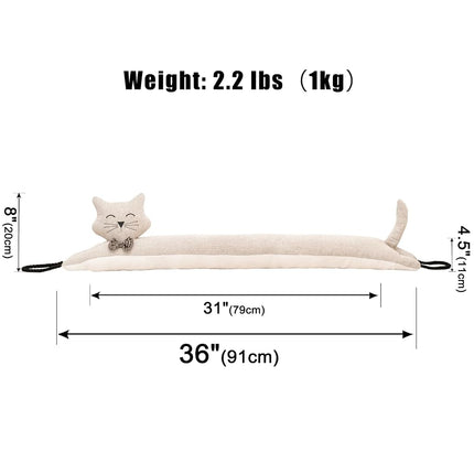 Marwood Under Door Draught Excluder Decorative Wind Stopper 91cm, Weighted Animal Air Door Draft Stopper Snake Noise Blocker for Bottom of Door with Hanging Loops - Khaki Cat 36"