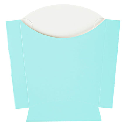 Bio Tek 4.5 x 3.2 x 3.9 Inch French Fry Cup, 100 Disposable Snack Cups - Stackable, Sustainable, Turquoise Paper 3 Ounce Fry Holder, for Fries, Onion Rings, Popcorn, or Cookies - Restaurantware