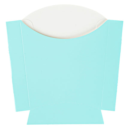 Bio Tek 4.5 x 3.2 x 3.9 Inch French Fry Cup, 100 Disposable Snack Cups - Stackable, Sustainable, Turquoise Paper 3 Ounce Fry Holder, for Fries, Onion Rings, Popcorn, or Cookies - Restaurantware