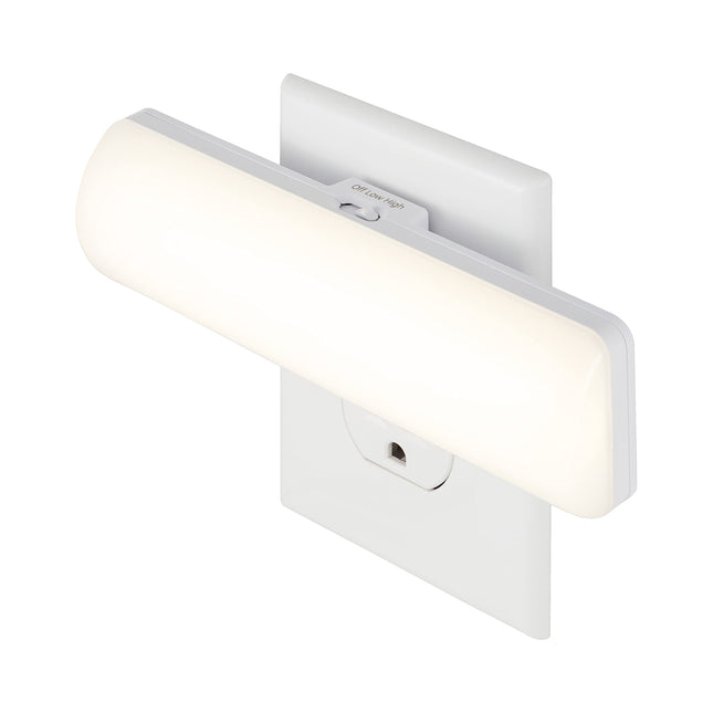 GE Ultrabrite LED Light Bar, luces nocturnas, se enchufa a la pared, decoración de habitaciones, iluminación ambiental, sensor del anochecer al amanecer, luz nocturna brillante, blanco, 200 lúmenes, 1 paquete