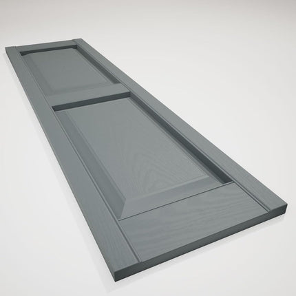 14.5 in. W x 32 in. H Builders Edge, TailorMade Two Equal Panels, Raised Panel Shutters, Includes MaSChing Installation Spikes (Per Pair), 419 - Storm Cloud