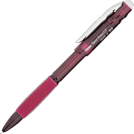 Pentel Twist-Erase GT, 0.5mm, Mechanical Pencil Transparent Burgundy barrel , Box of 12 (QE205B) by Pentel