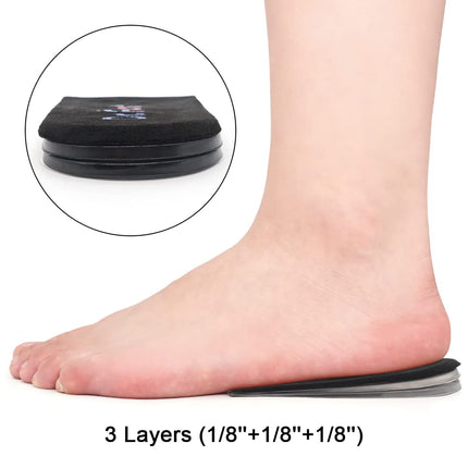 Dr. Foot's Adjustable Orthopedic Heel Lift Inserts, Height Increase Insole for Leg Length Discrepancies, Heel Spurs, Heel Pain, Sports Injuries, and Achilles tendonitis (Black, 3 Layers - L)