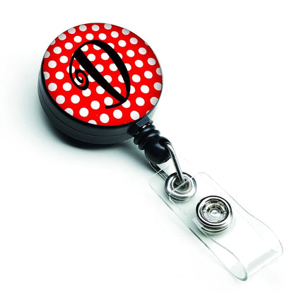 Caroline's Treasures Letter D Monogram Red Black Polka Dots Retractable Badge Reel, Multicolor (CJ1012-DBR)