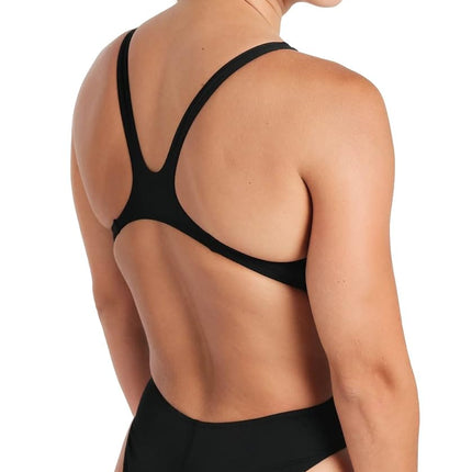 ARENA Solid Swim Tech Team One Piece Women's Swimsuit, Quick Dry Women's Swimsuit, Chlorine Resistant Eco MaxLife Fabric Sports Swimsuit with UV Protection and Lined Front Fabric Black-White