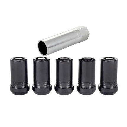 McGard Wheel Lock, Premium, 14 mm x 1.50 Thread, Cone Seat, Closed End, Key Included, Steel, Black Chrome, Set of 5 (25515BK)