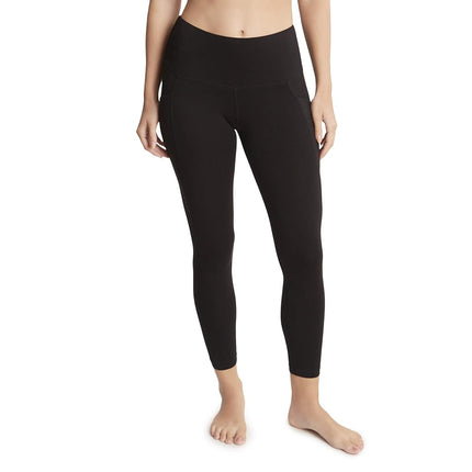 Jockey Women's Cotton Stretch Basic 7/8 Legging with Side Pocket, Deep Black, M