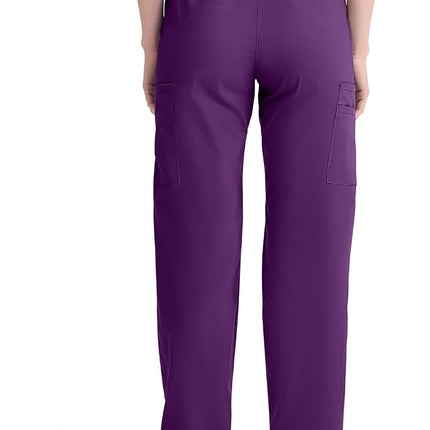 Dickies Women's Signature Elastic Waist Scrubs Pant Medical, Eggplant, XX-Small Petite